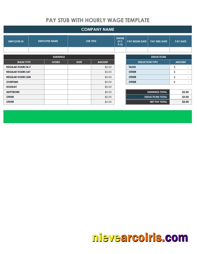 Hourly wage paystub, version 2